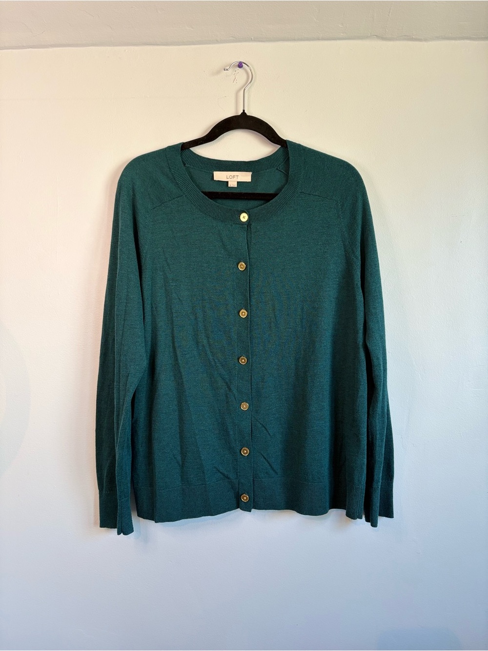 LOFT Teal Green Button-Front Women's Cardigan